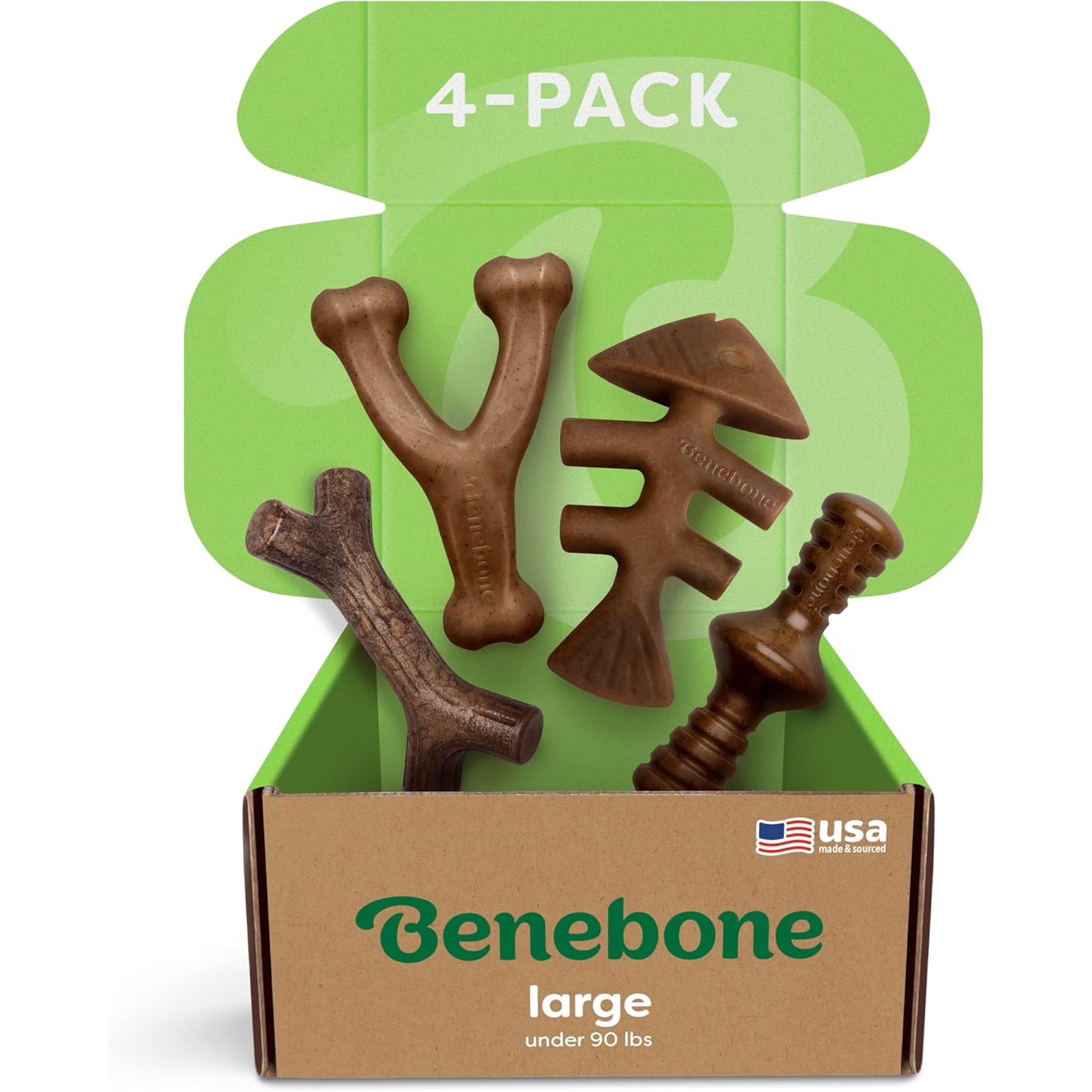 Benebone pack 4 jouets durables pour chiens actifs et motivés