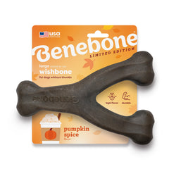 Benebone Pumpkin Spice Wishbone, jouet mâche durable pour chiens agressifs.