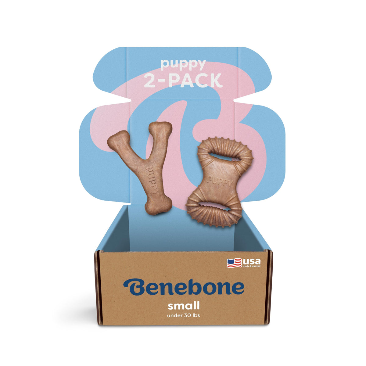 Benebone Puppy : os dentaire bacon réel, stimulation mentale et concentration pendant les jeux.