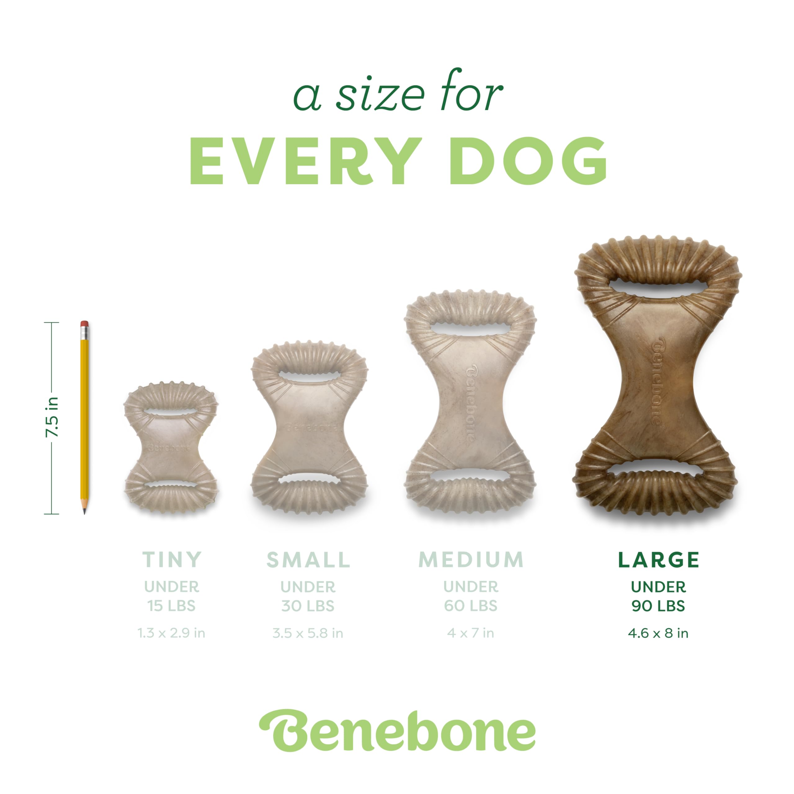 Taille Large Benebone adaptée aux mâchoires puissantes.