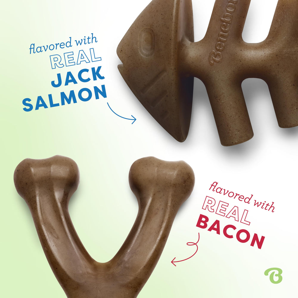 Benebone Wishbone au bacon réel, arôme attractif pour chiens actifs.