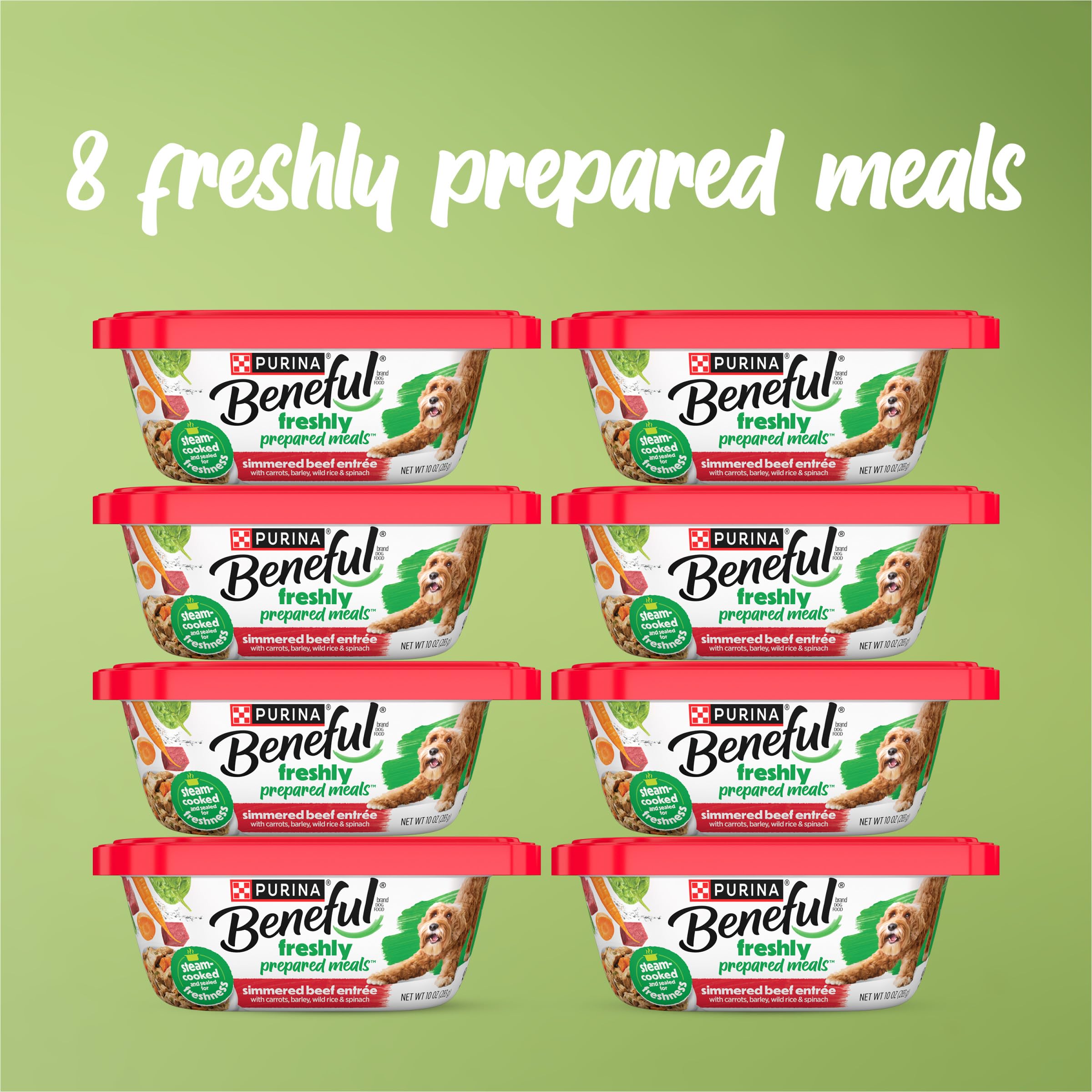 Beneful carottes epinards orge tub: ingrédients visibles pour l'appétit.