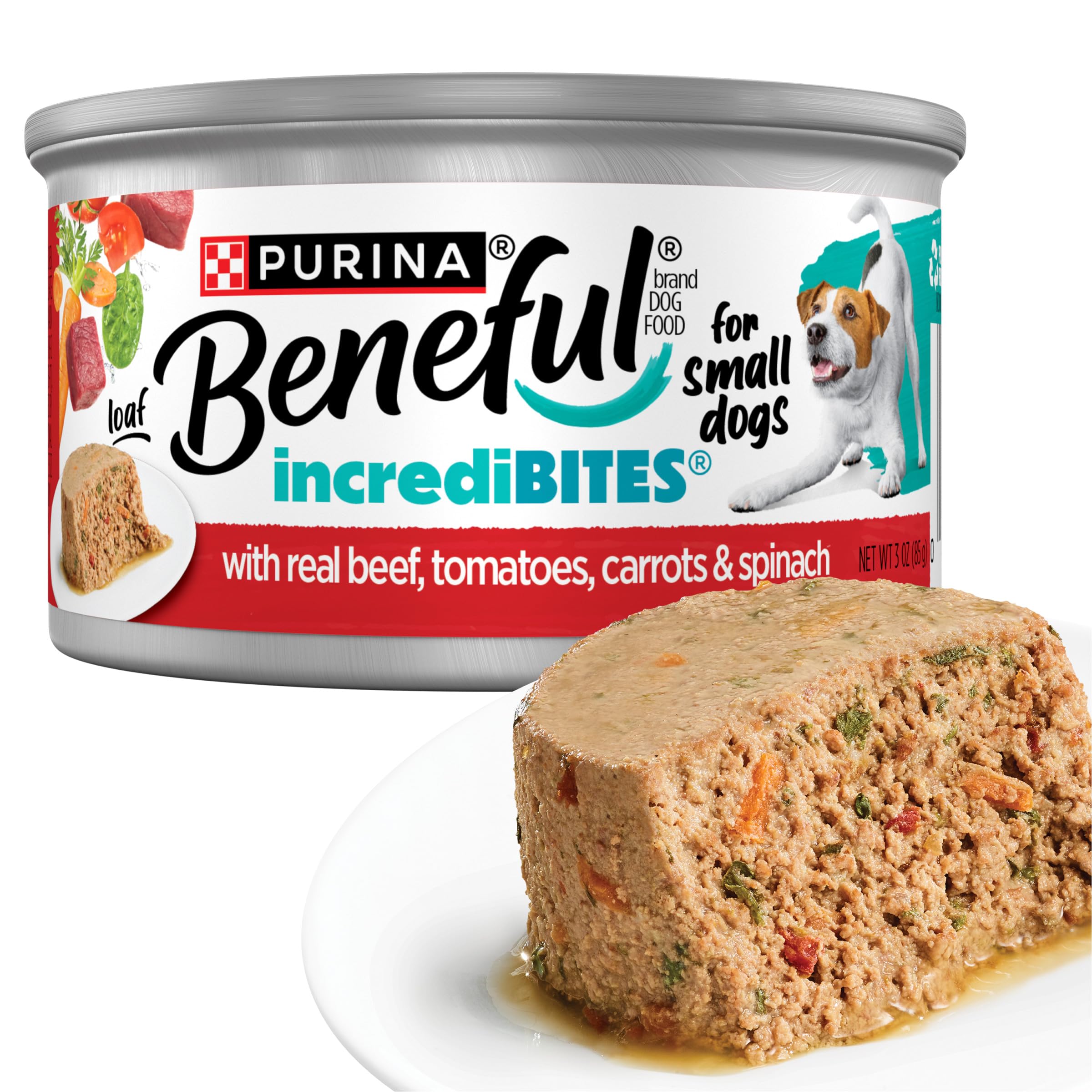 Beneful Incredibites Petits Chiens – boîte 3oz ouverte, pâté tendre au bœuf réel