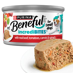 Beneful Incredibites Petits Chiens – boîte 3oz ouverte, pâté tendre au bœuf réel