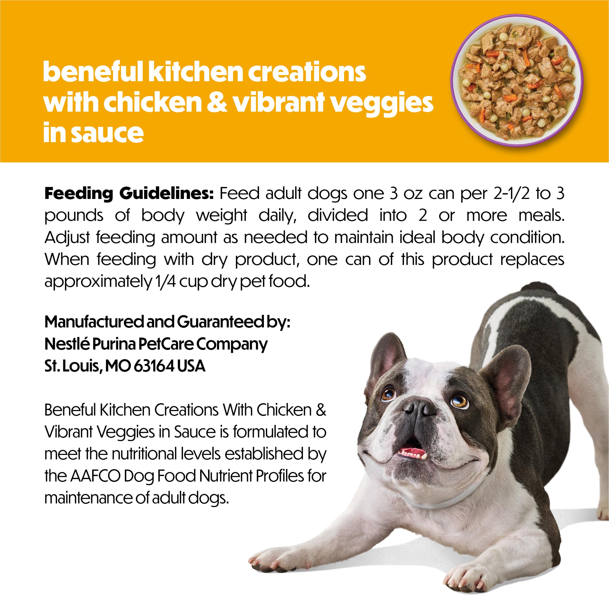 Beneful Kitchen Creations: ingrédients visibles comme poulet et légumes.