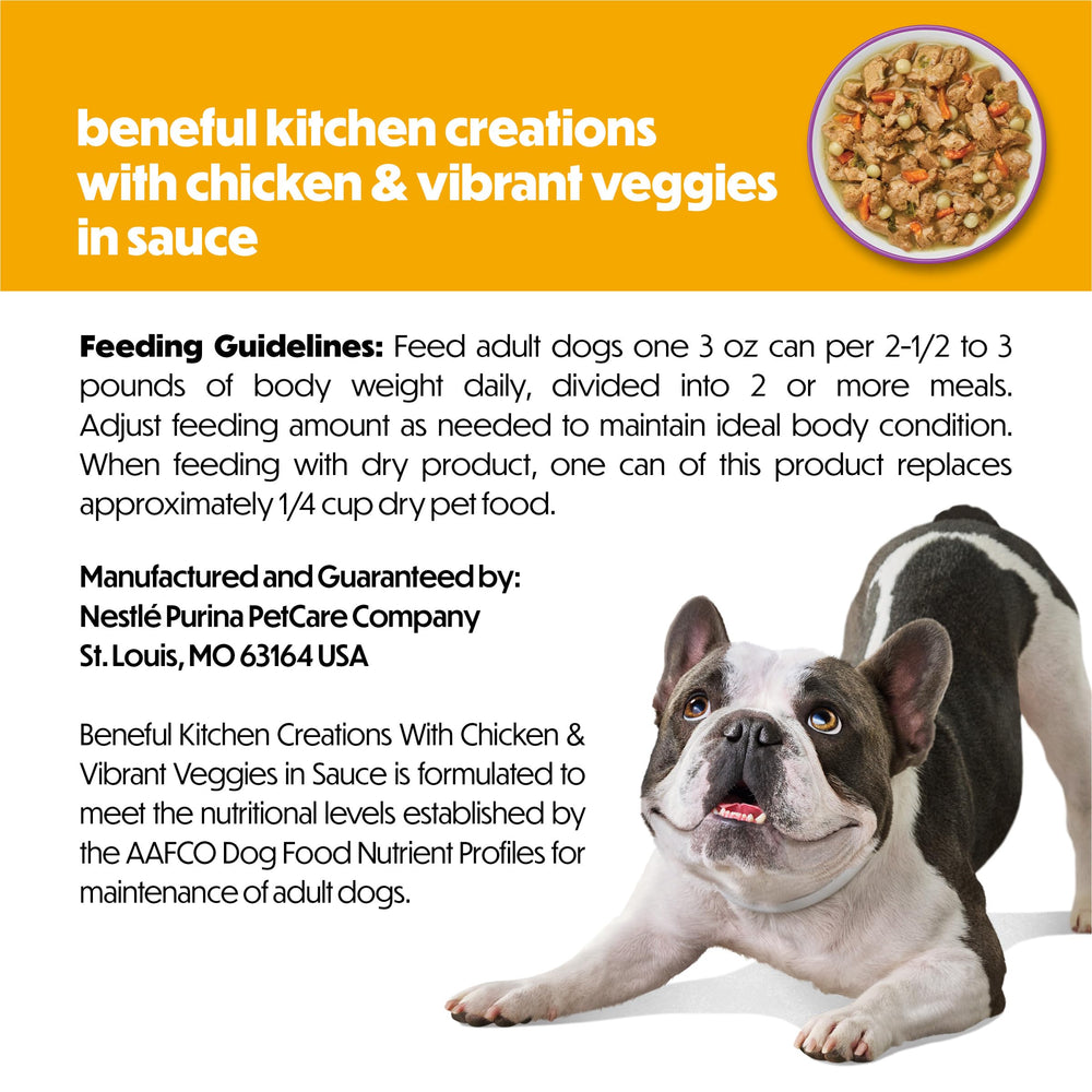 Beneful Kitchen Creations: ingrédients visibles comme poulet et légumes.