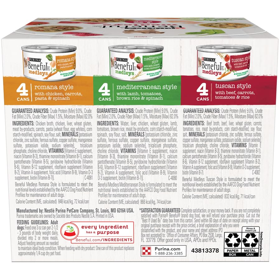 Beneful Medleys pack deux ensembles 12 boites 3 oz, pratique.