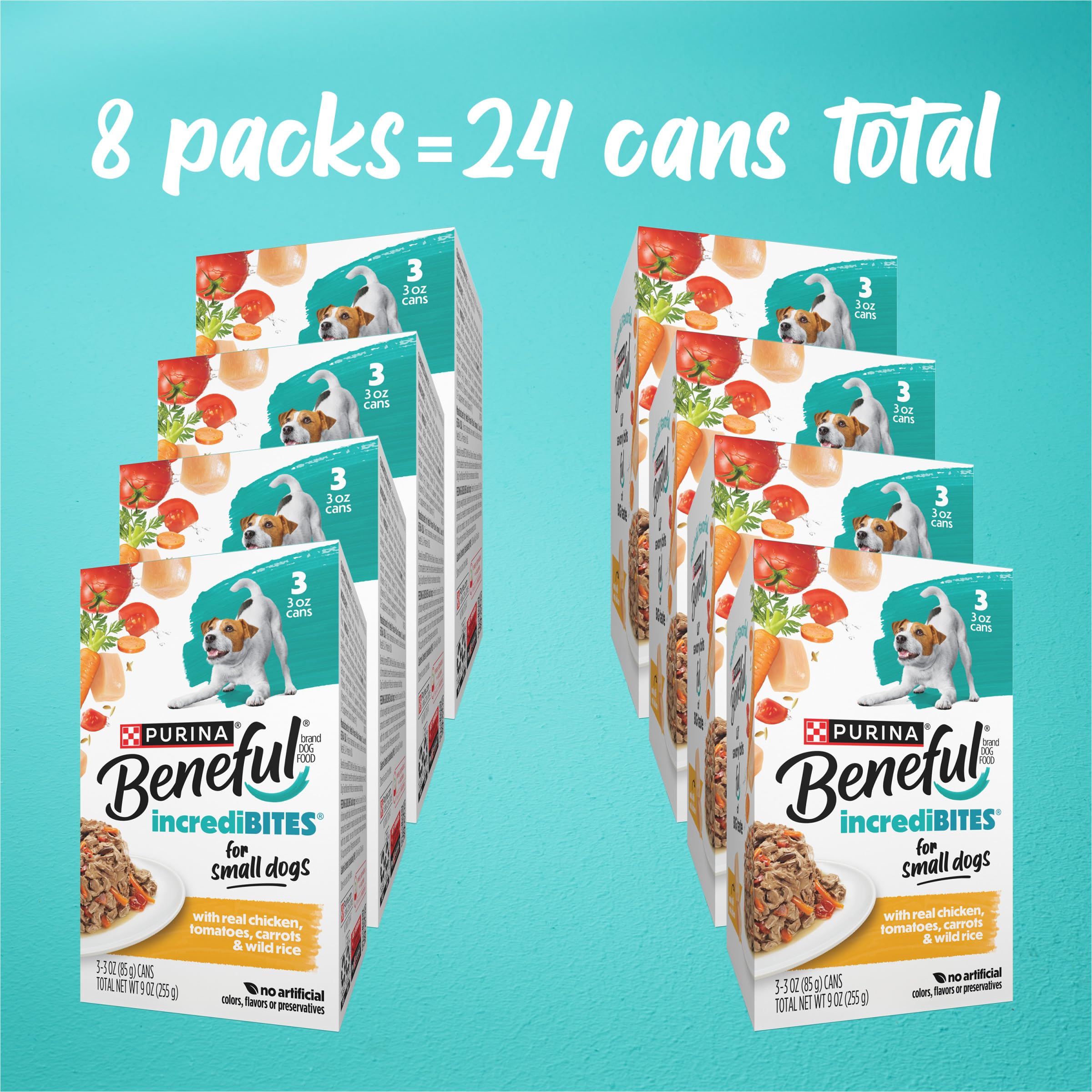 Poulet réel et légumes visibles dans Beneful, repas complet