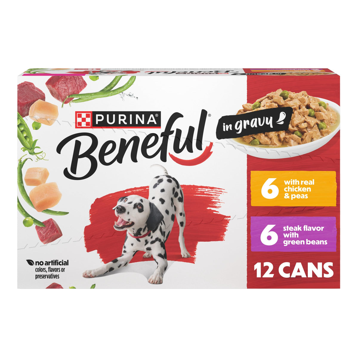 Beneful poulet réel dans sauce, bouchées appétissantes pour repas complet.