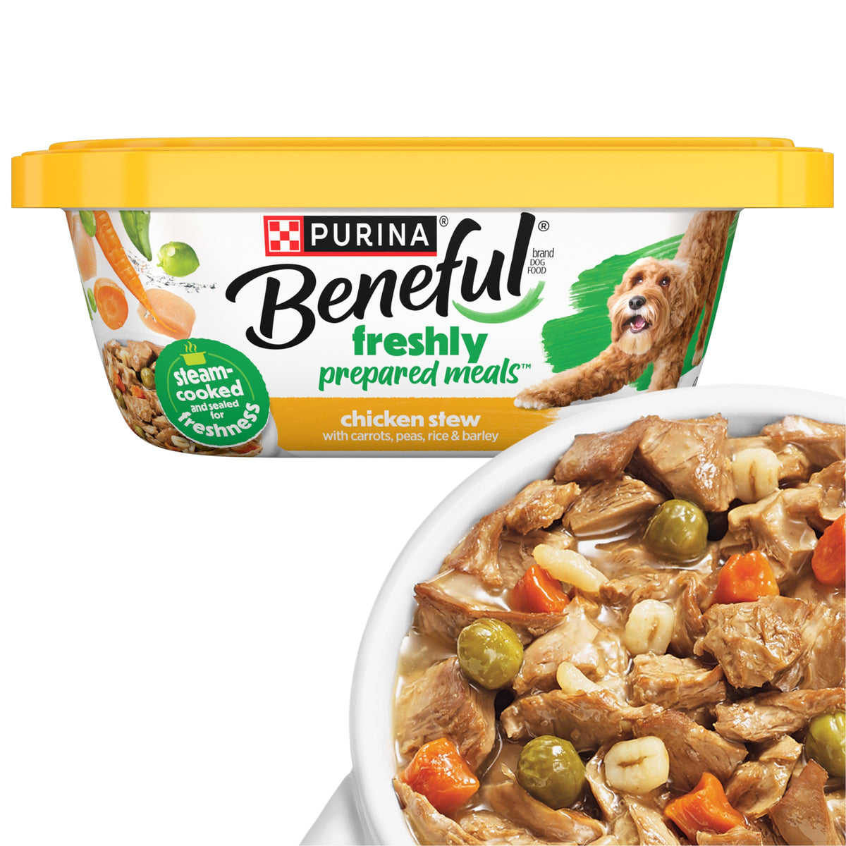 Beneful poulet riz carottes orge : morceaux savoureux pour chien actif.