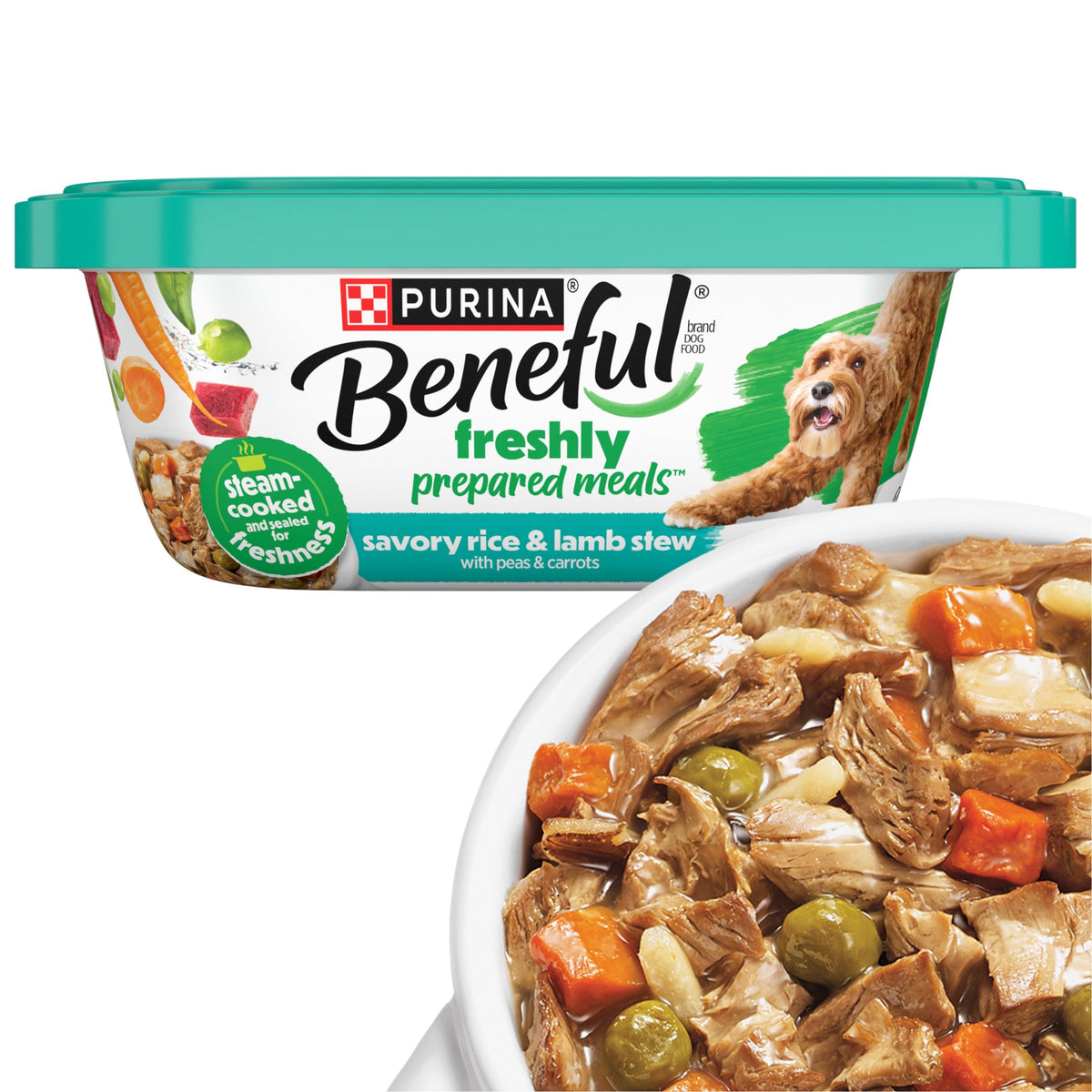 Beneful ragout d'agneau et légumes, morceaux tendres pour stimuler l'appétit.