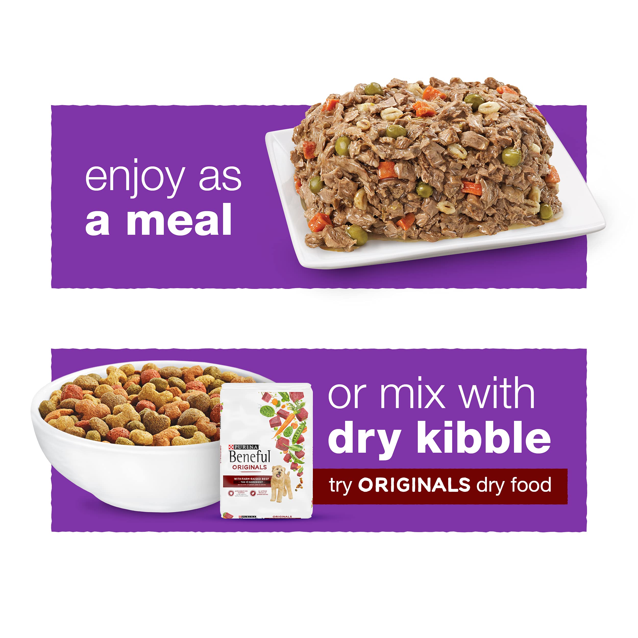 Beneful pots refermables facilitant le stockage des restes.