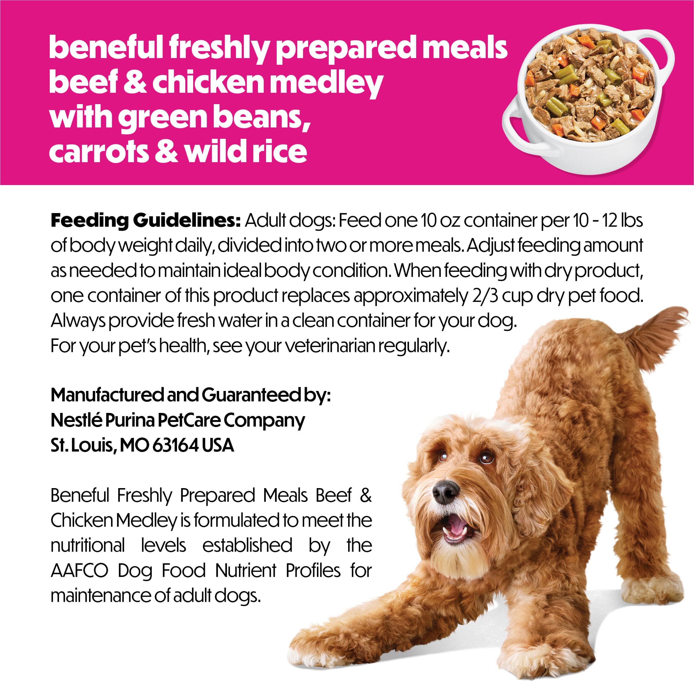 Topping potentiel avec Beneful Purina pour varier les croquettes.