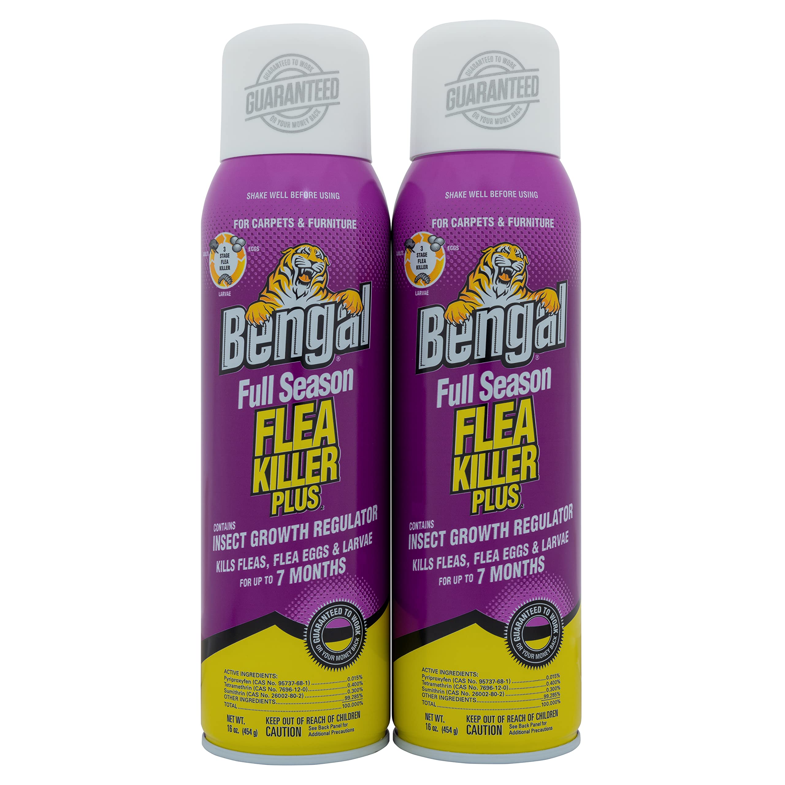 Bengal pack de deux aérosols 16 oz pour une protection longue durée contre les puces et tiques.