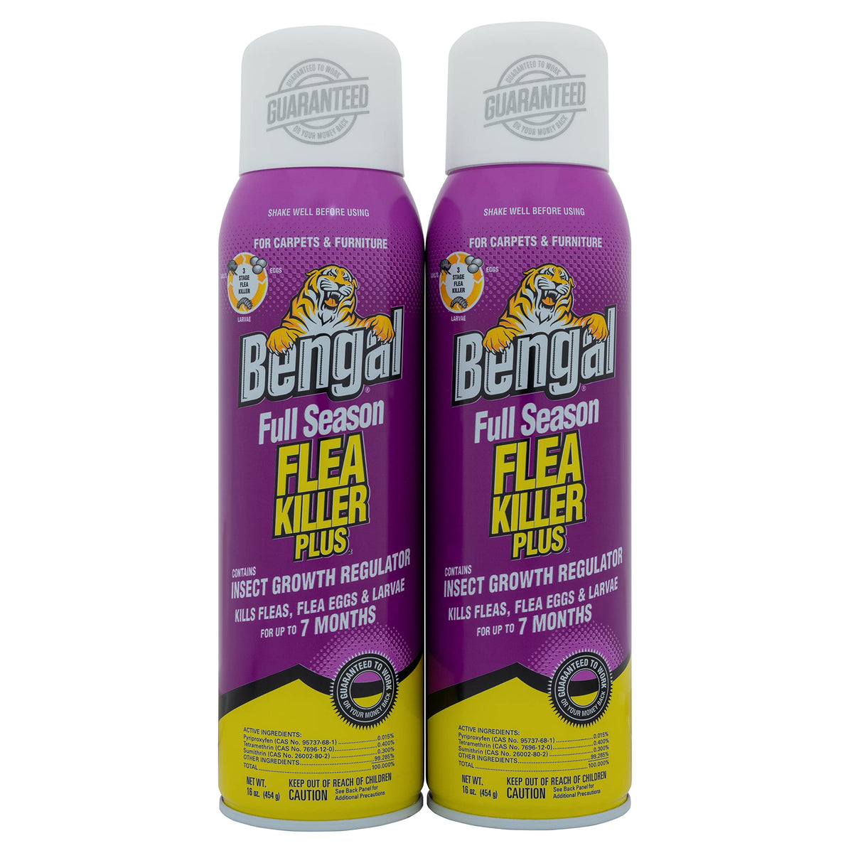 Bengal pack de deux aérosols 16 oz pour une protection longue durée contre les puces et tiques.
