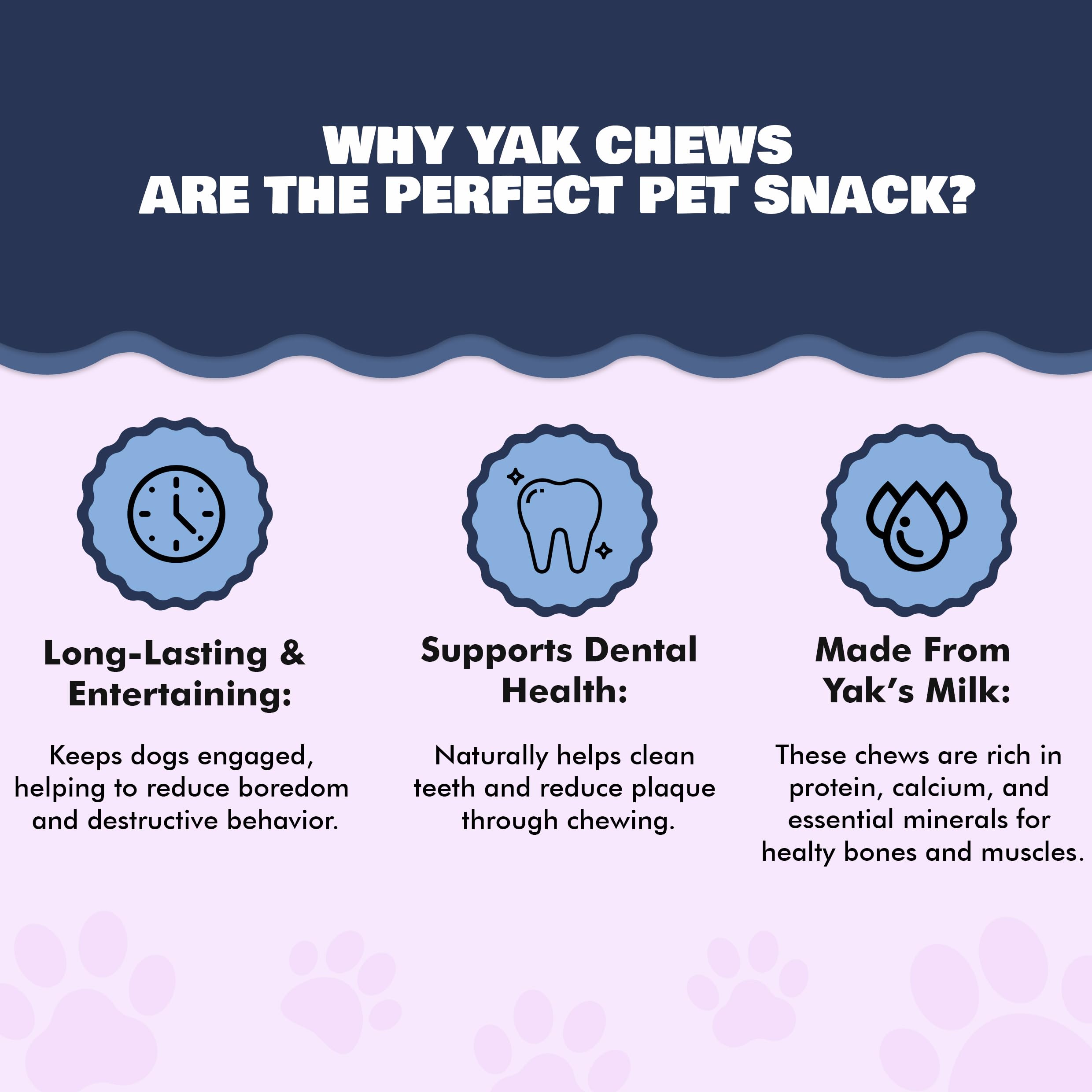 Benji & Louie Yak Chews myrtille moyen – soutien potentiel à l'hygiène dentaire.