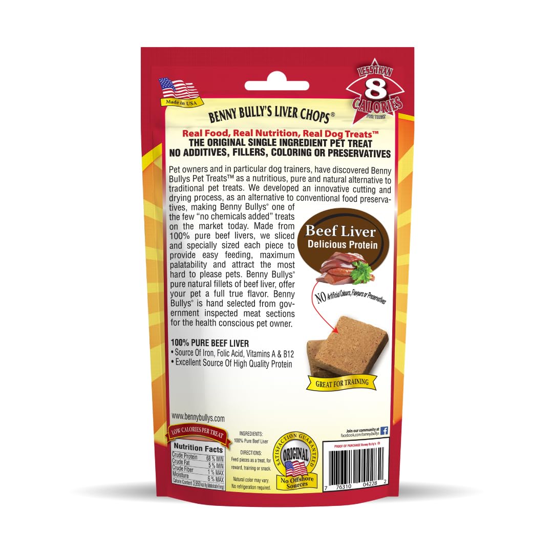 Texture croustillante Benny Bullys Foie Boeuf Lyophilise – expérience gustative pour chien actif.