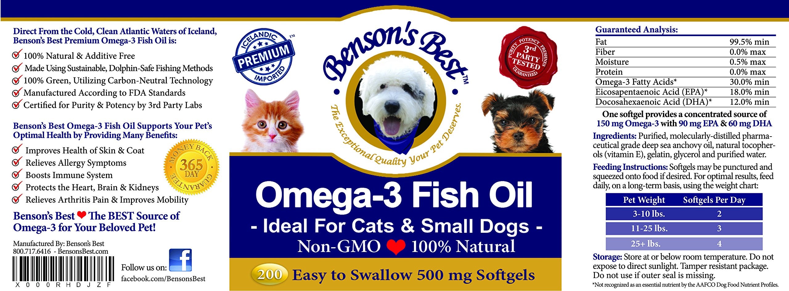 Pelage plus sain et peau protégée grâce à Benson's Best Omega-3.
