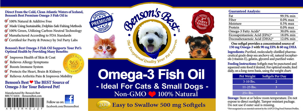 Pelage plus sain et peau protégée grâce à Benson's Best Omega-3.