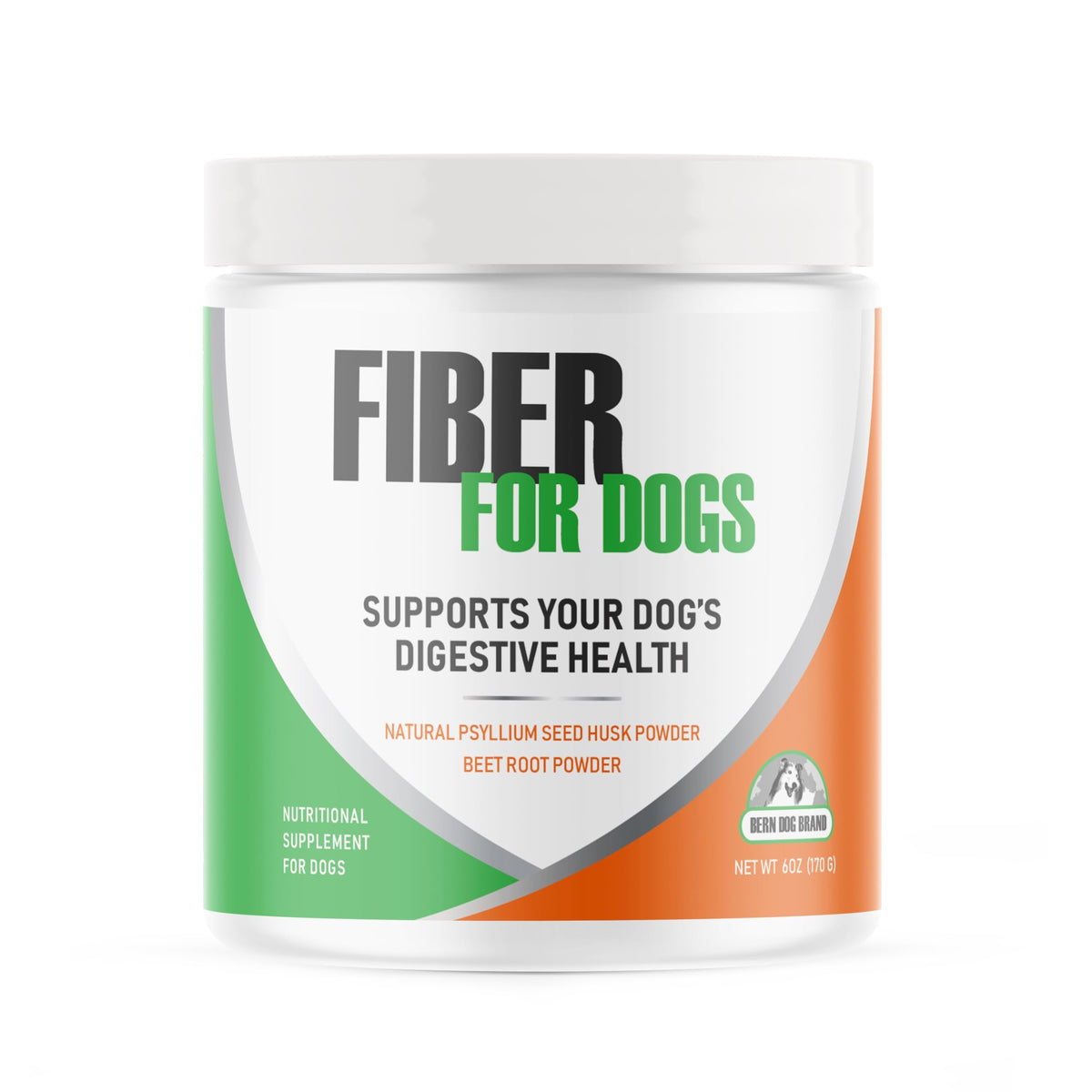 Bern Dog Brand Fibre pour chiens, poudre dans le pot, soutien à la régularité digestive