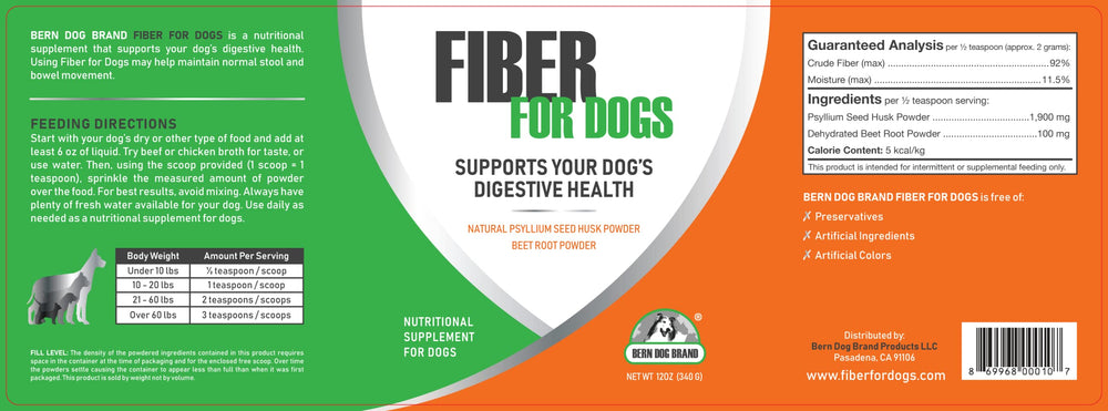Fibre Bern Dog Brand : emballage pratique 12 oz sans réfrigération.