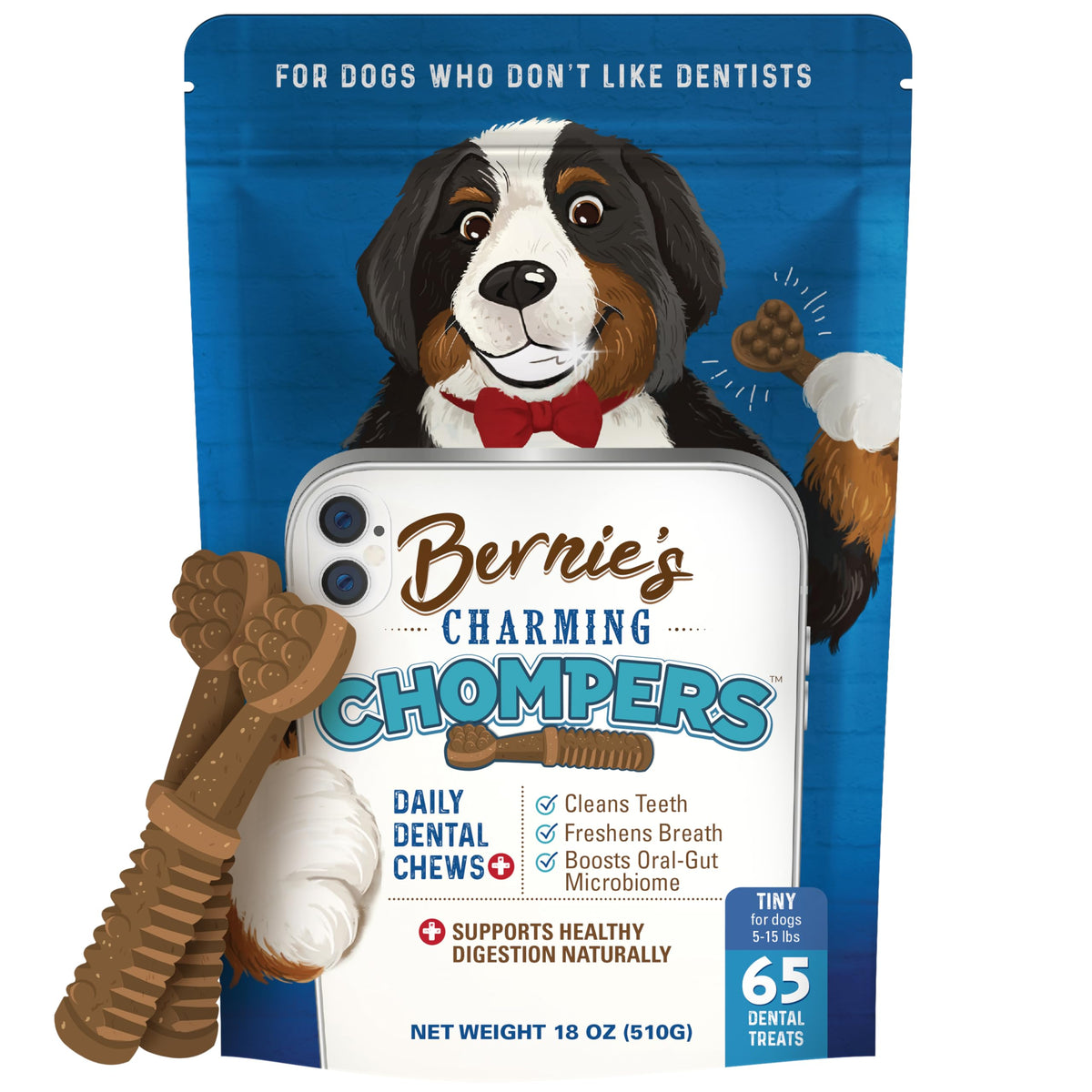 Bernie's Charming Chompers: nettoyage dents et haleine fraîche.