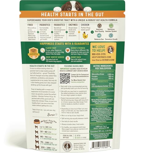 Bernie's Digestion Chien bocal poudre formulation fibre
