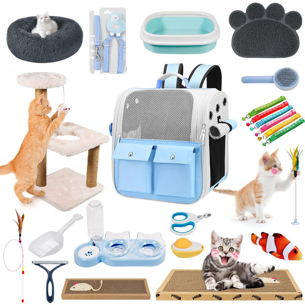 Berxol Kit chaton: lit doux bleu pour repos apaisant et sécurisé.