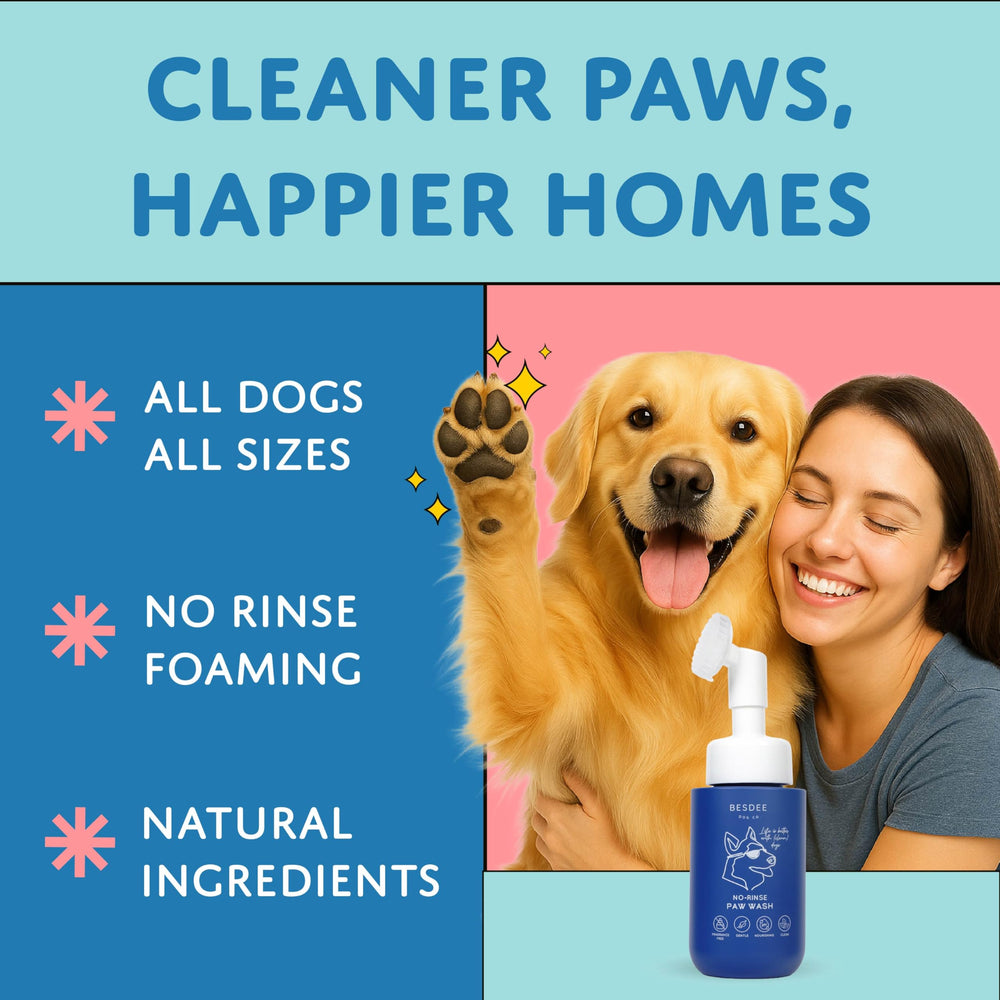 Mousse nettoyante Besdee Dog Co pour pattes après promenade