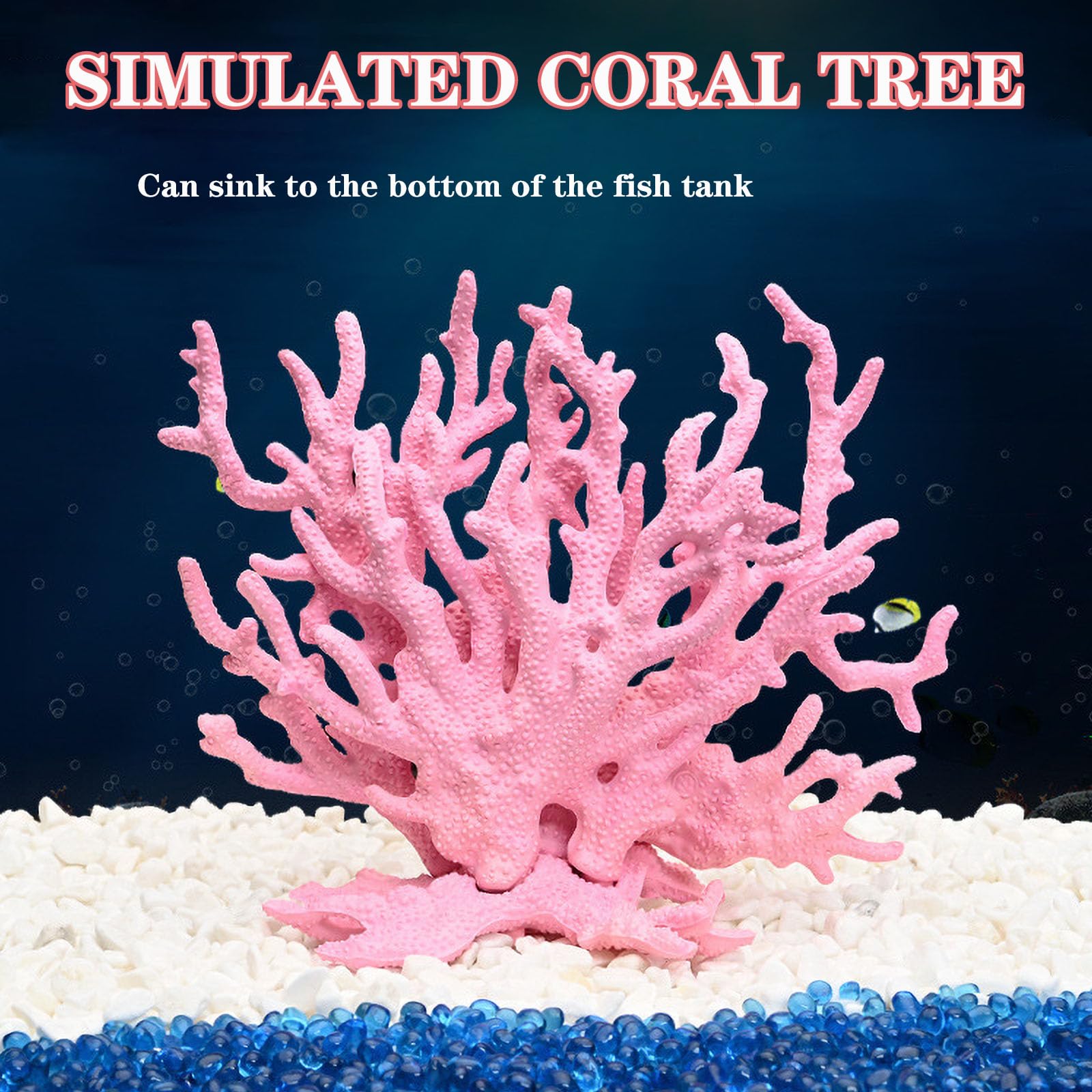 Ornement d’aquarium Besimple corail artificiel rose en pose naturelle
