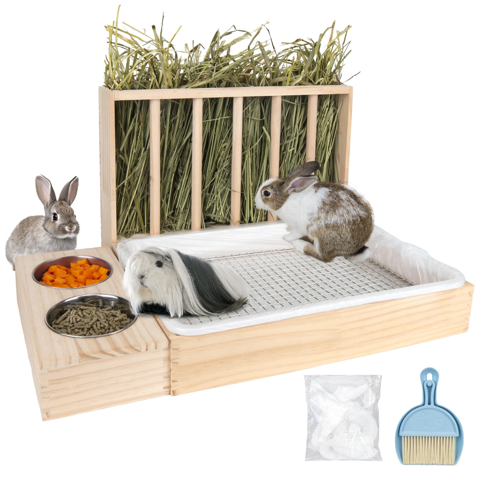 BESNEW distributeur de foin pour lapin, accès simple et nettoyage rapide.