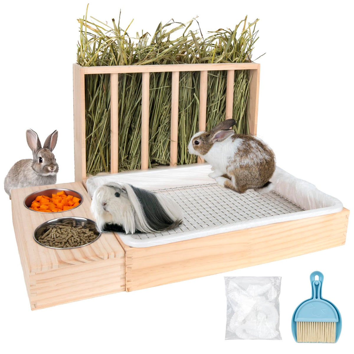 BESNEW distributeur de foin pour lapin, accès simple et nettoyage rapide.