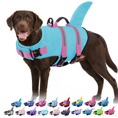 Gilet sauvetage Bess Bridal requin bleu pour chien assure sécurité lors de la baignade.