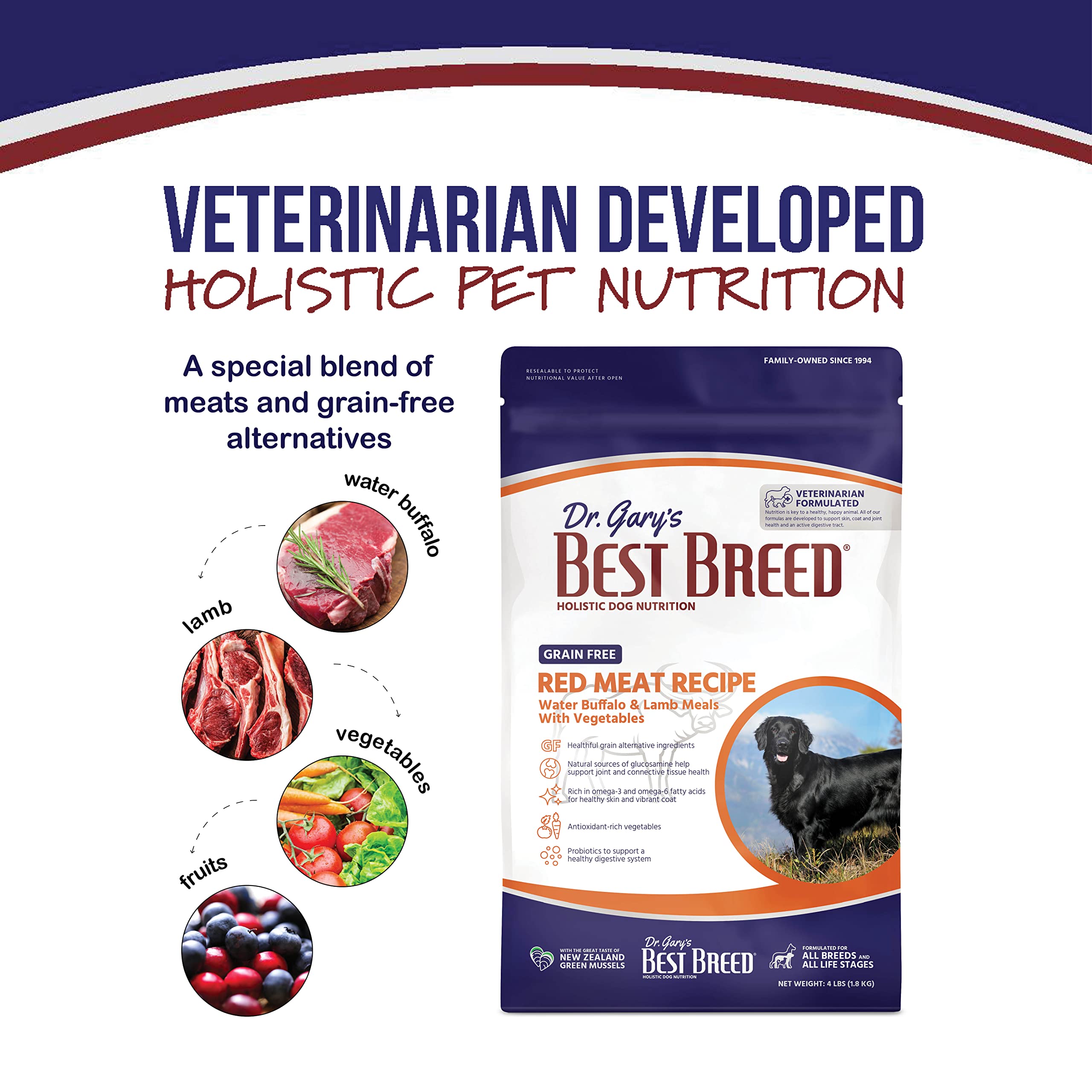 Best Breed ingrédients végétaux antioxydants et probiotiques.