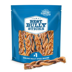 Best Bully Sticks bâtonnets tressés 6 pouces pour grands chiens, mastication durable