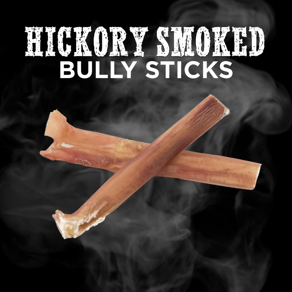 Bâtonnets Best Bully Sticks 4 pouces fumés au hickory, emballage pratique.