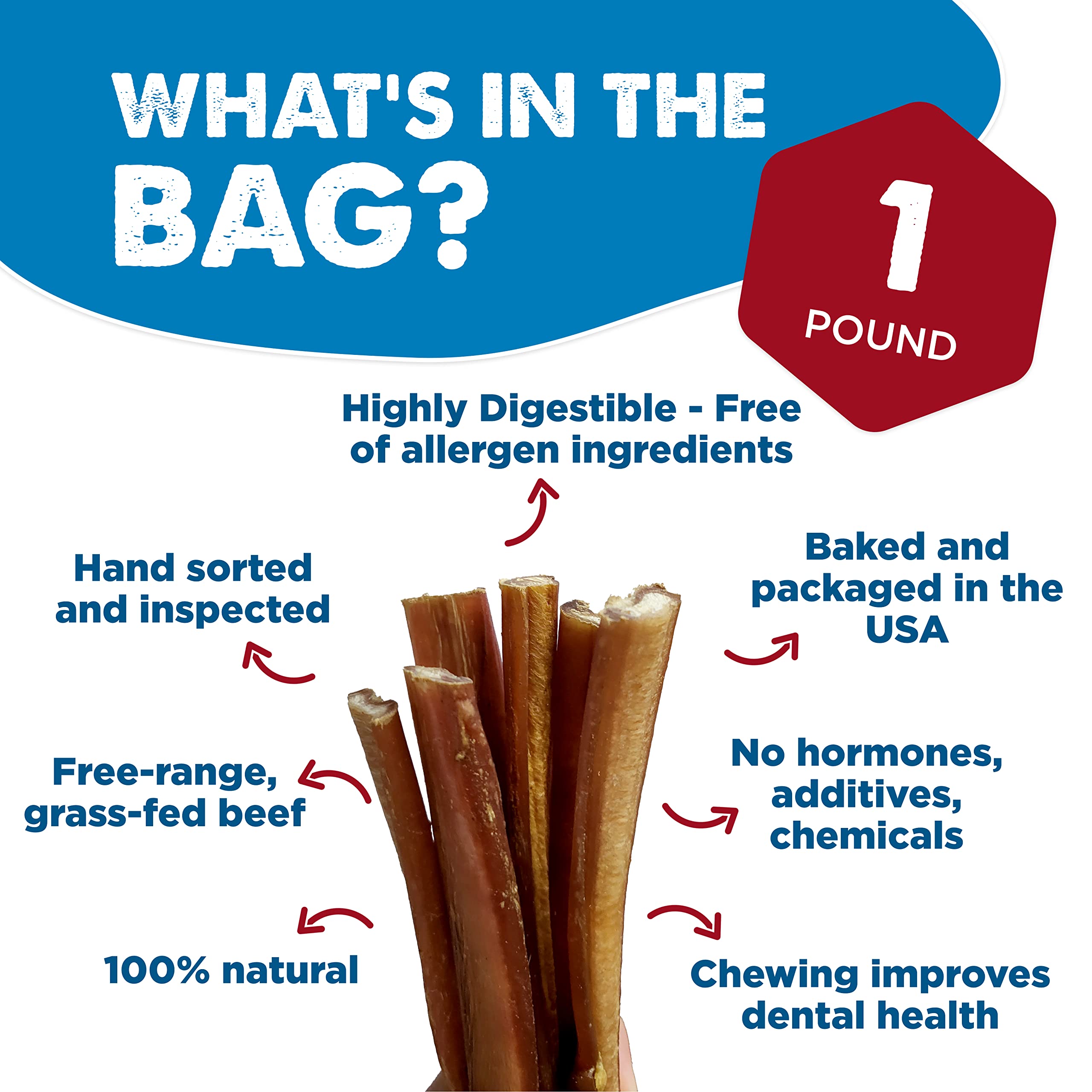 Best Bully Sticks boeuf 100% pur sans additifs, récompense naturelle.