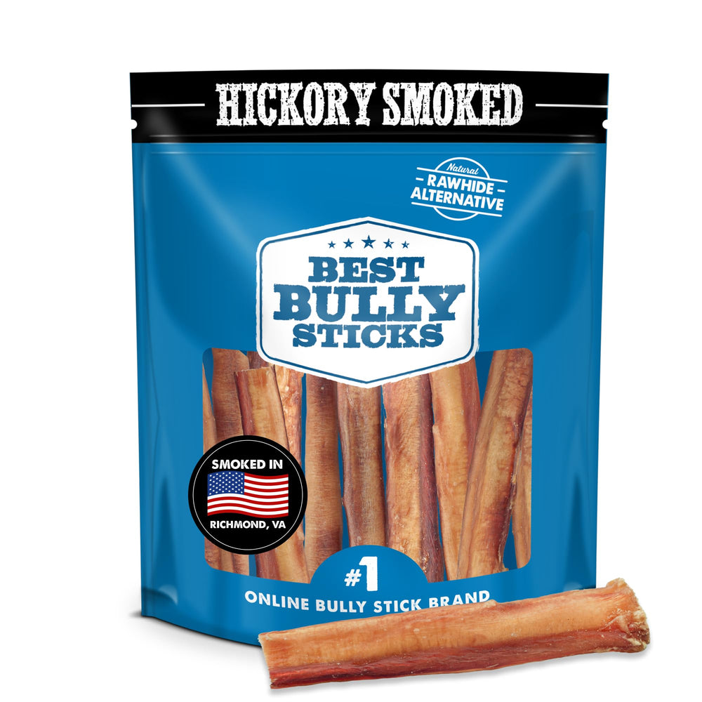 Best Bully Sticks, bâtonnet boeuf fumé Hickory, 6 pouces, 10 pièces, goût fumé apprécié.