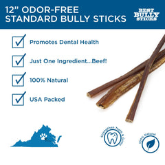 Best Bully Sticks boeuf nourri a l'herbe – 12 pouces pour grands chiens, digestible
