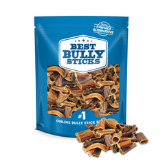 Best Bully Sticks gosier-boeuf-morceaux croquants, récompense savoureuse et aide potentielle à l'hygiène dentaire.