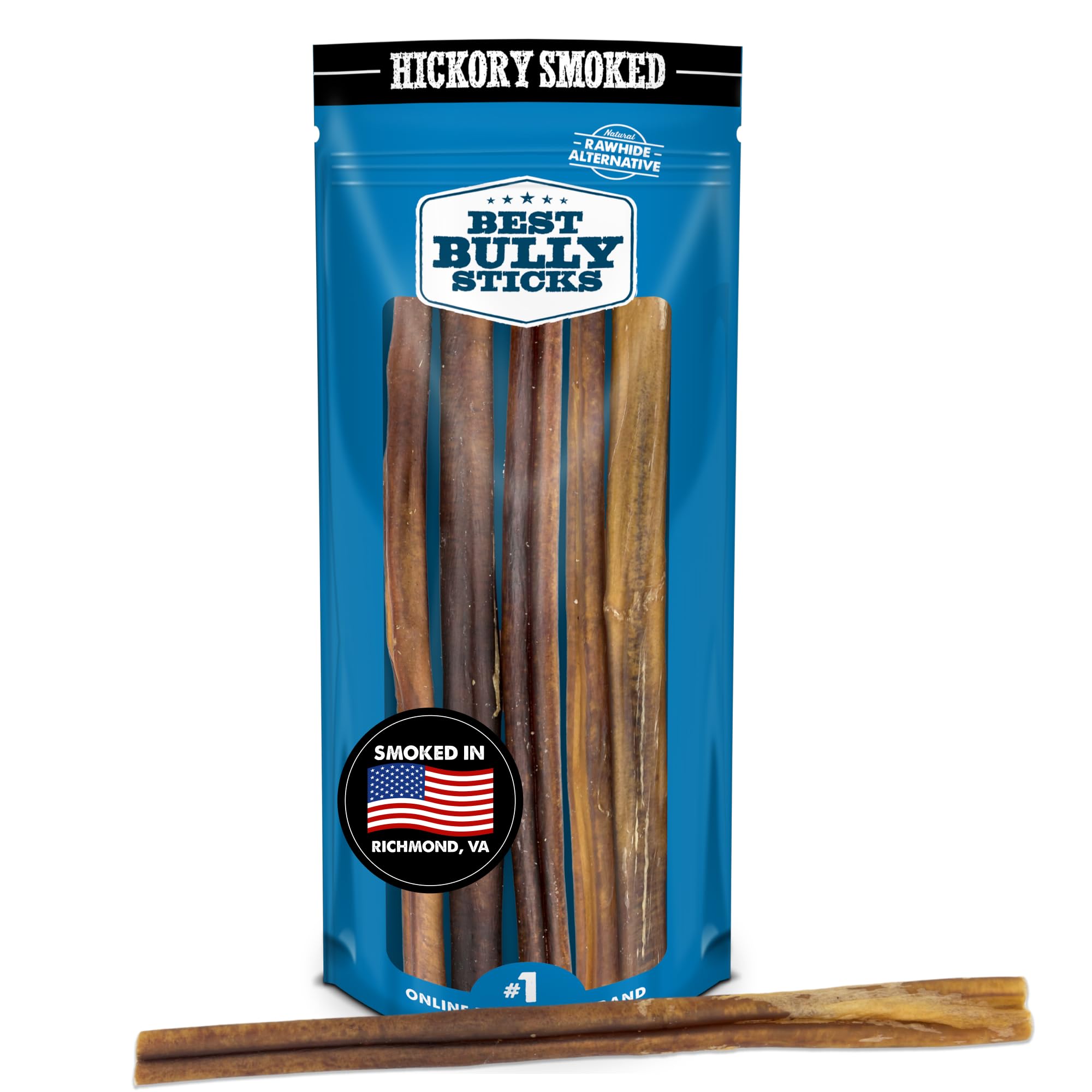 Best Bully Sticks: bâton hickory fumé 12 pouces, récompense durable pour chien.