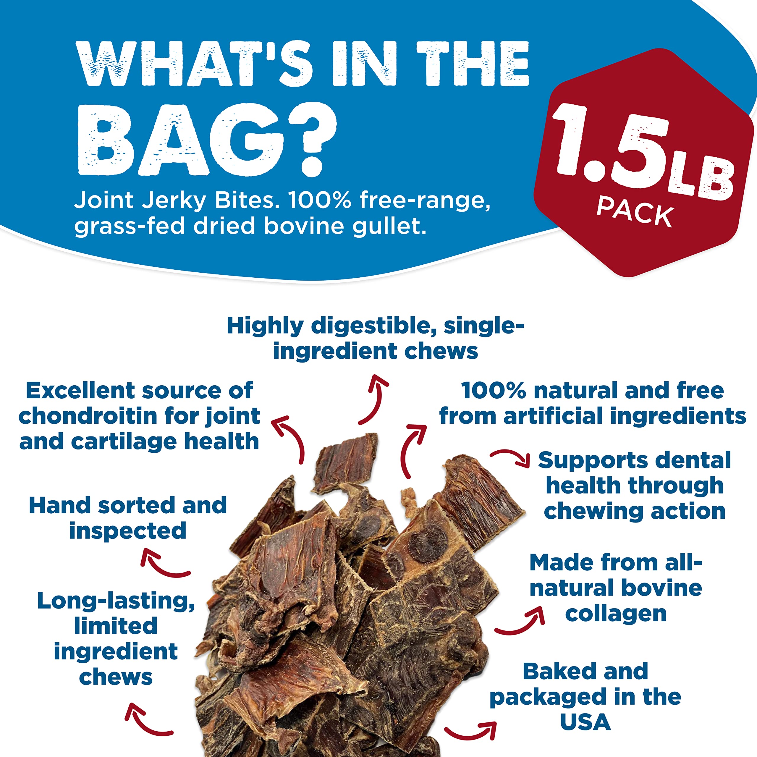 Best Bully Sticks Joint Jerky Gullet Bites: textures durables pour une mastication longue
