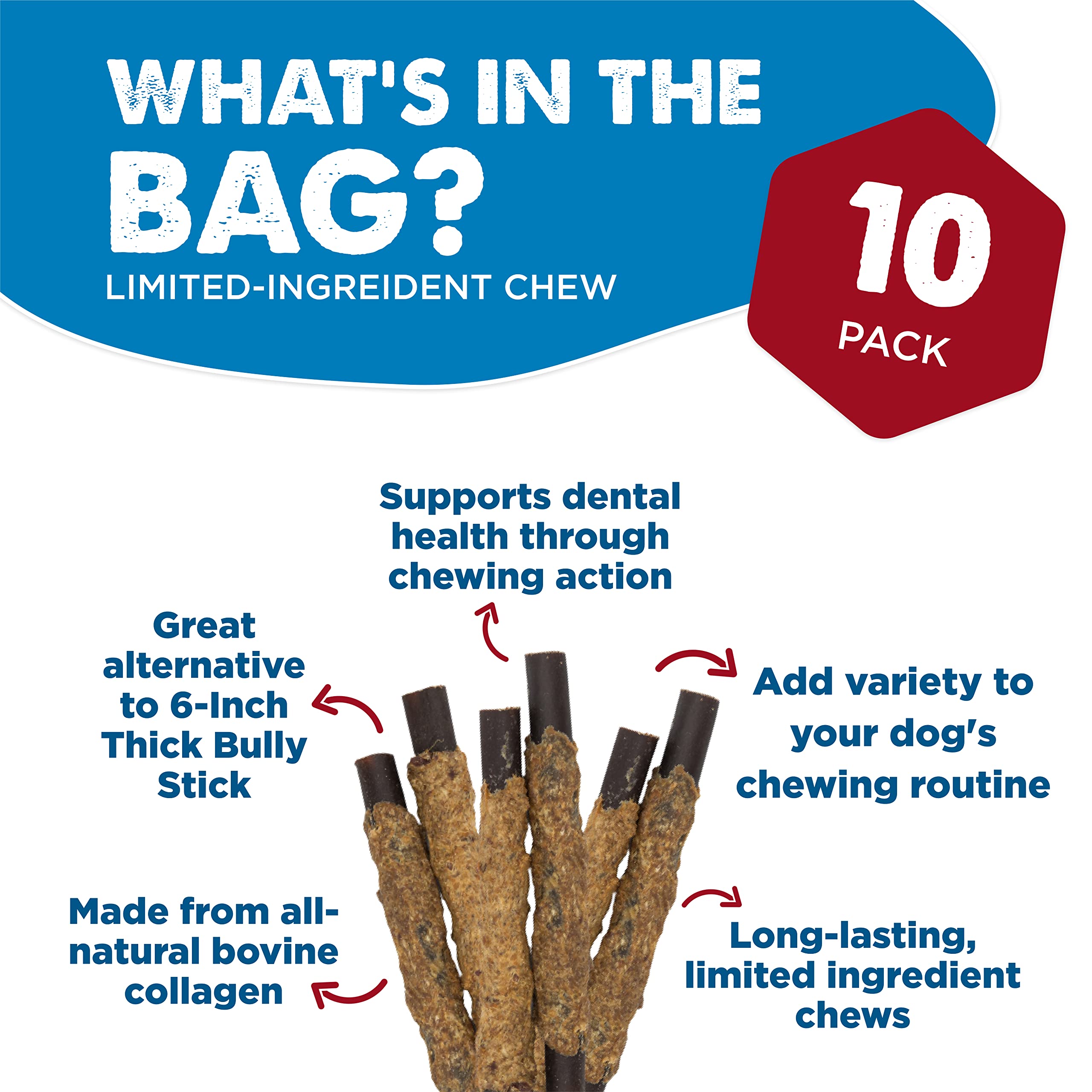 Longueur 6 pouces des bâtonnets Best Bully Sticks – mastication durable