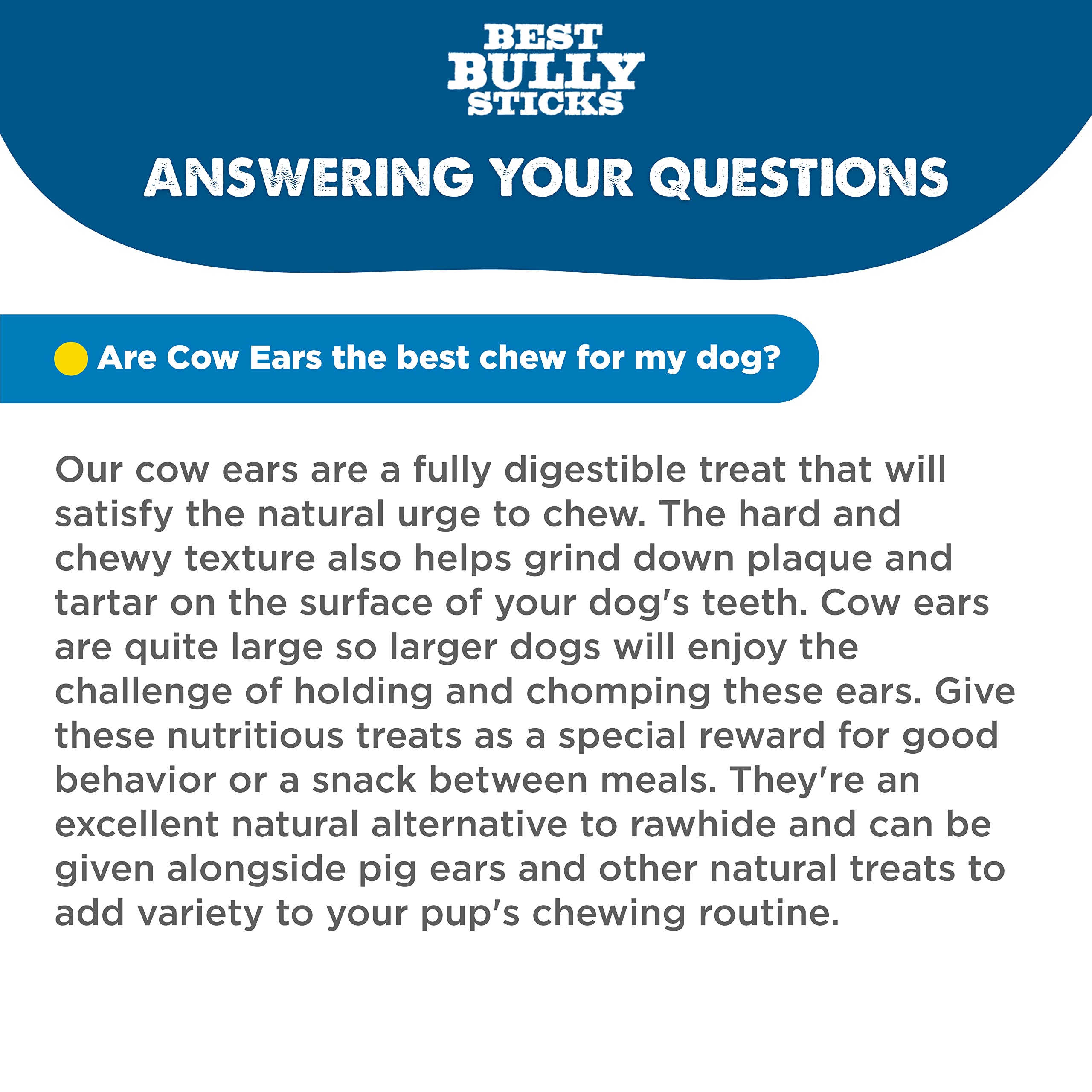 Best Bully Sticks oreilles boeuf idéal pour grands chiens et chiots