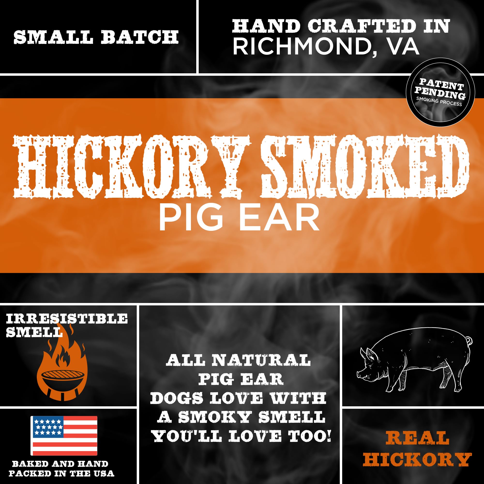Best Bully Sticks oreilles-porc-fumee-hickory-packaging: emballage clair et sans additifs pour plus de sécurité