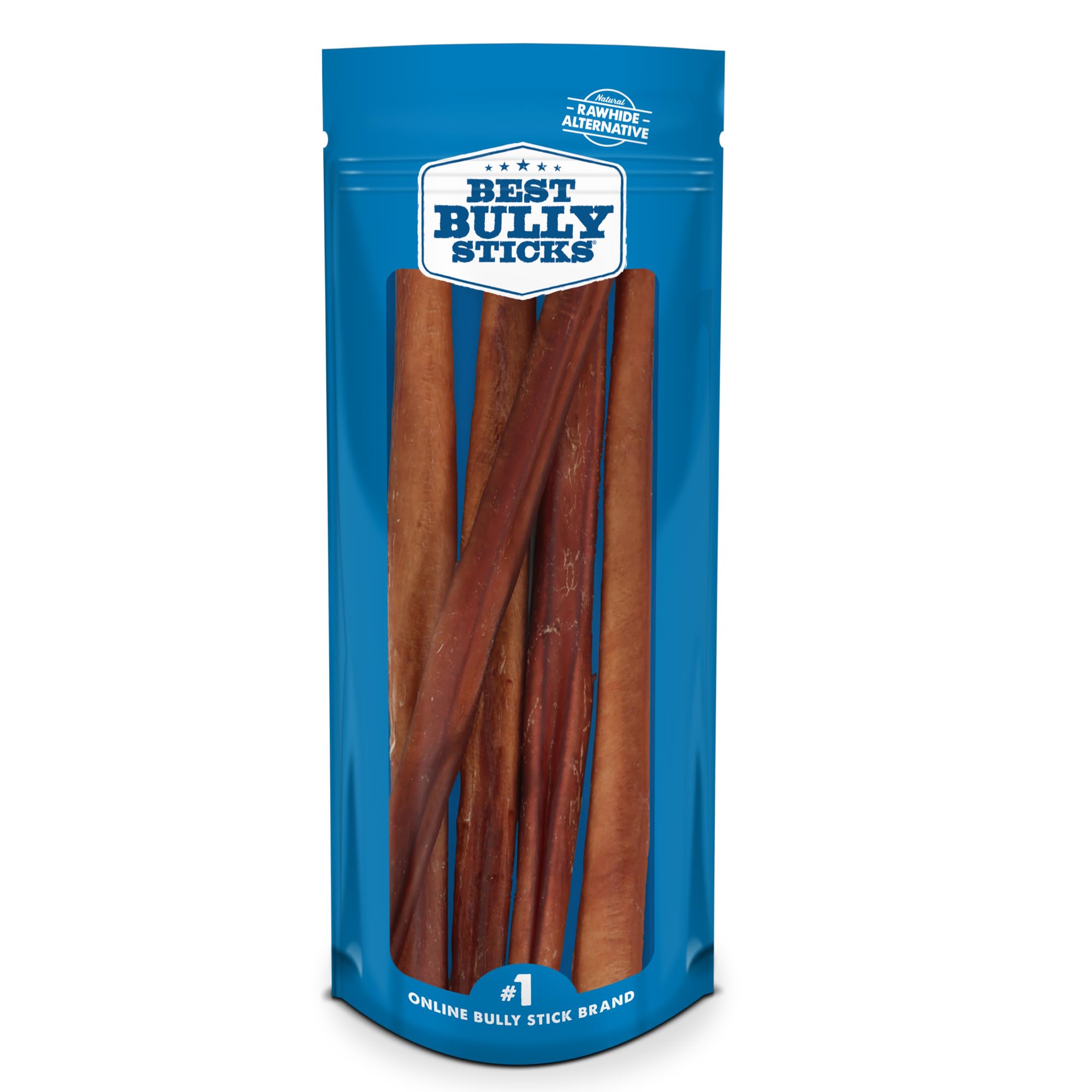 Emballage Best Bully Sticks Thick 12 po, pratique et prêt à l’emploi pour chiens de grande taille.