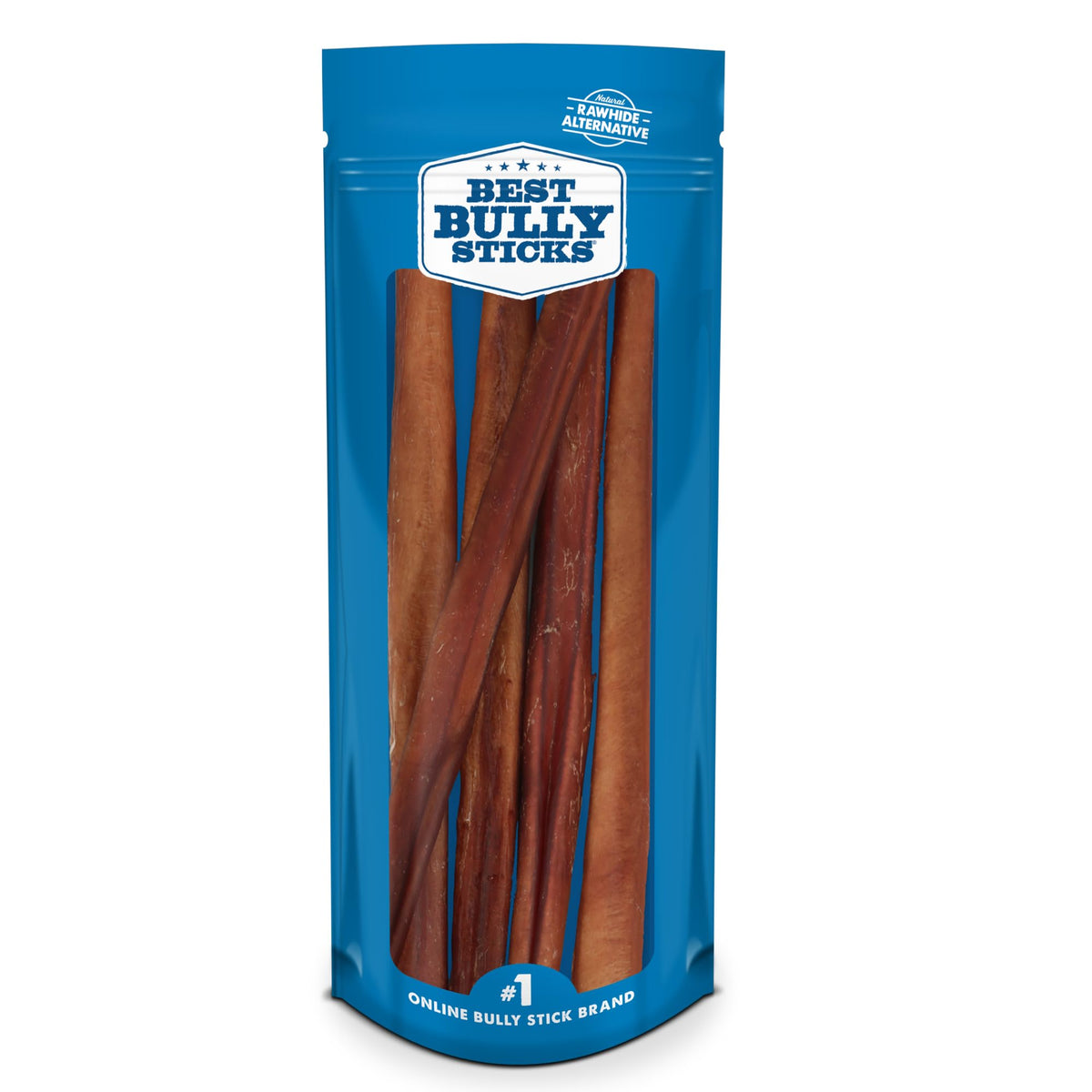 Emballage Best Bully Sticks Thick 12 po, pratique et prêt à l’emploi pour chiens de grande taille.