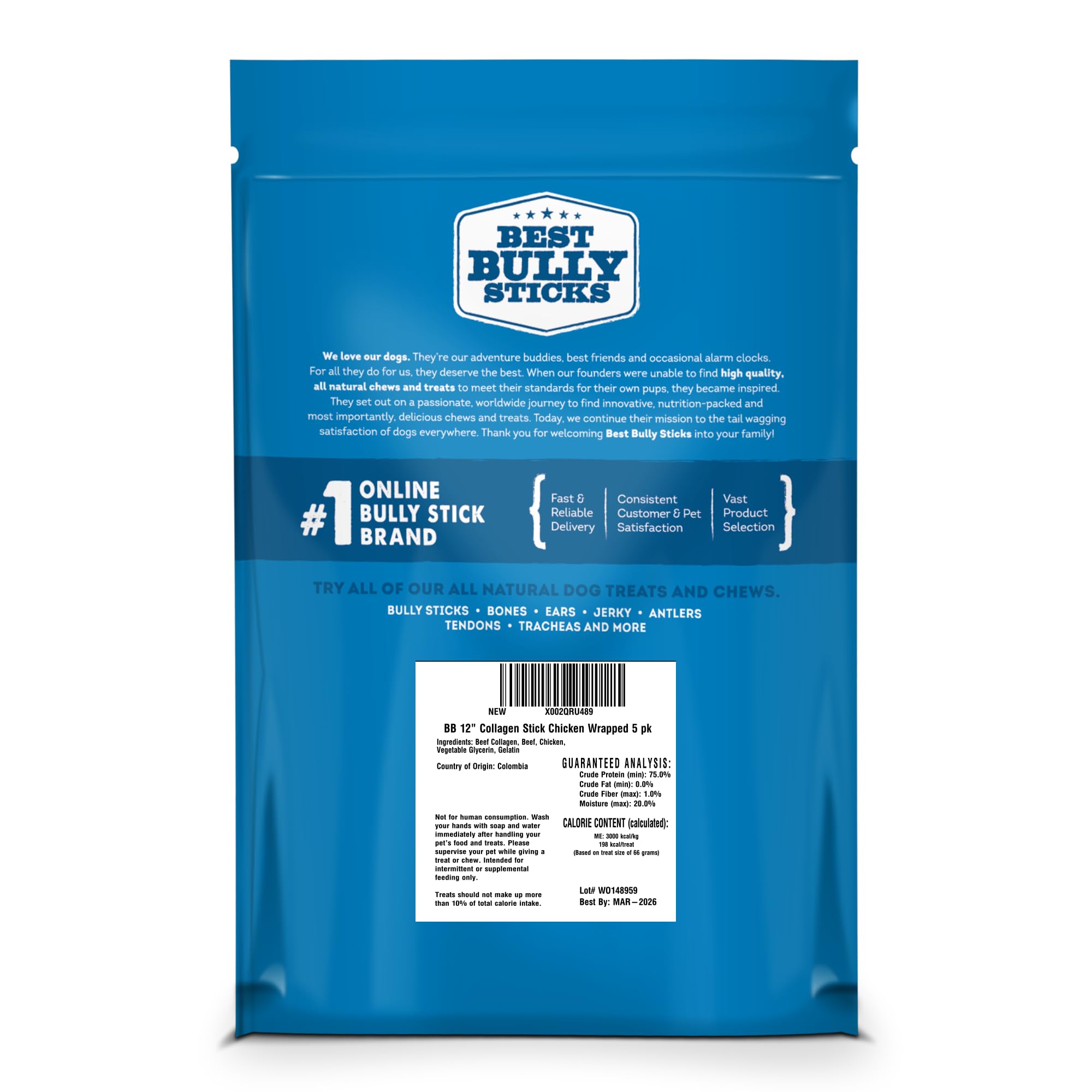 Utilisation quotidienne pour chien actif avec Best Bully Sticks.