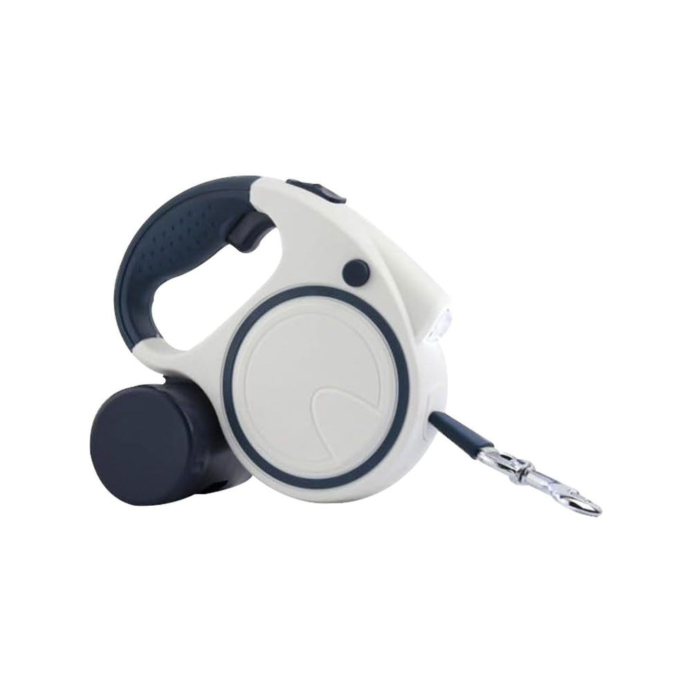 Best Dog Supplies laisse retractable fantaisie avec lampe et distributeur blanche pour promenades en securite