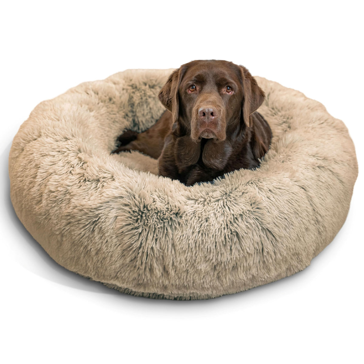 Best Friends by Sheri lit-beignet grand taupe vue générale, confort profond pour chiens jusqu'à 45 kg.